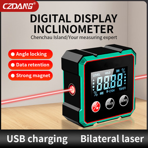 เครื่องวัดมุมดิจิทัล CZDANG จอใหญ่ แม่เหล็กดูด 4 ด้าน วัดได้ 360 องศา พร้อมเลเซอร์วัดระดับ