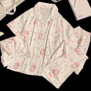 日系ins凯蒂猫云朵棉睡衣女夏季短袖可爱学生新款家居服秋三件套