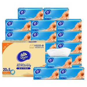 กระดาษทิชชู่แบบดึง Vinda เหนียวนุ่ม 3 ชั้น 120 แผ่น 20 ห่อ ยกลัง แพ็คสุดคุ้ม