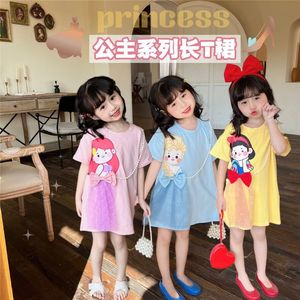 2026夏季新款女童可爱卡通公主T恤裙网纱蝴蝶结女宝宝休闲连衣裙