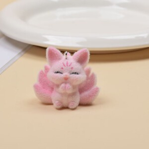 พวงกุญแจจิ้งจอกเก้าหาง DIY ผ้ากำมะหยี่ ลายการ์ตูนน่ารัก ขนาดใหญ่ พร้อมอะไหล่ตกแต่ง