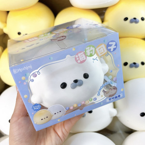 ของเล่นบีบคลายเครียด Hachimi แมวน้ำก้อนกลม Squishy เนื้อนุ่มหนึบเด้งช้า งานเหมือนจริง