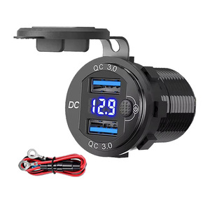 ที่ชาร์จในรถยนต์ อะลูมิเนียม 2 ช่อง QC3.0 ชาร์จเร็วอัจฉริยะ มีปุ่มสวิตช์