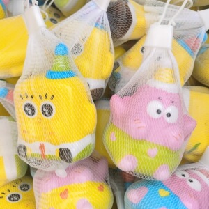 ของเล่นบีบคลายเครียด ลายการ์ตูนสพันจ์บ็อบ เนื้อนุ่มคืนตัวช้า ในถุงตาข่าย