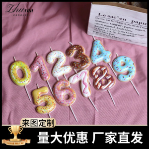 彩色糖果甜甜圈数字生日蜡烛派对聚会庆生创意希音temu跨境直发