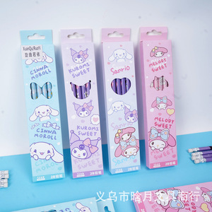 新款卡通三丽鸥12支装铅笔高颜值库洛米美乐蒂2B原木练字笔写字笔