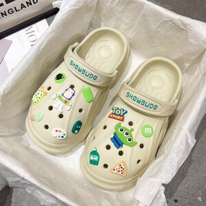 夏季洞洞鞋女款外穿休闲2026新款卡通厚底防滑沙滩凉拖鞋包头拖鞋