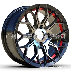 15 X7.0J寸轮毂 4X100 Matt Black Machine Face + red undercut