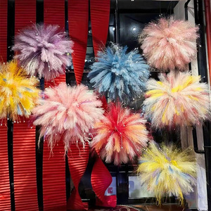 小红书爆款烟花仿真彩色芦苇花羽毛婚庆造景店铺布置装饰白日焰火