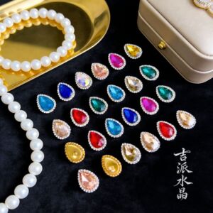 跨境混彩玻璃水滴太阳花梨形手缝石水钻diy发饰鞋子服饰配件彩钻