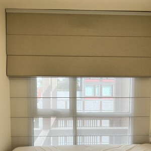 法式罗马帘 亚麻双排双层日夜窗帘卧室书房衣帽间餐厅客厅折叠帘