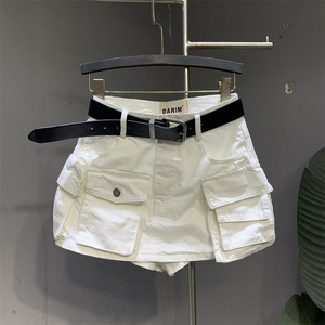 双口袋防走光A字裙女2025夏季新款韩版复古百搭纯色包臀半身裙潮