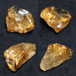 天然金发晶钛晶原石毛料透体顺发彩虹原石矿物标本造景小碎石摆件